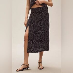 The Lille Side-Slit Midi Skirt by Maeve Anthropologie